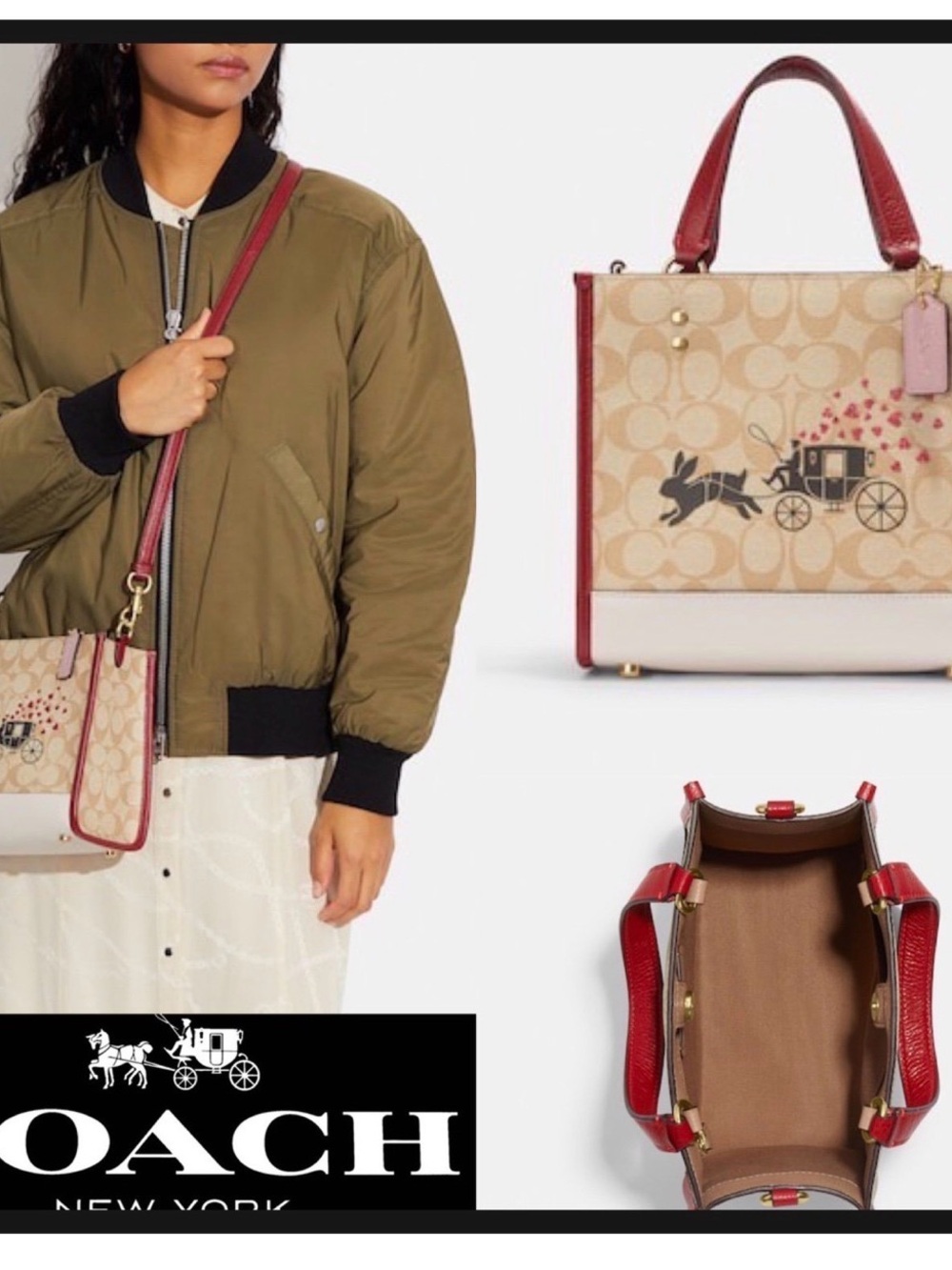 Coach Lunar New Year Dempsey signature canvas with a rabbit and carriage motif